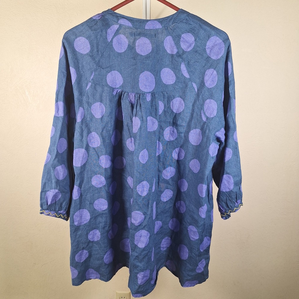 Gudrun Sjoden Polka Dot Cotton Tunic Euro Boho Lagenlook Folk Top Medium - Picture 8 of 8